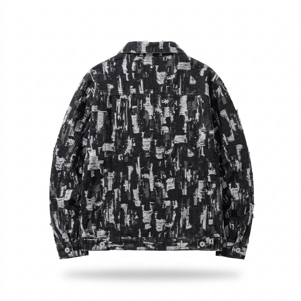 Allsaints Leather - Camar | Jacquard Distressed Denim Jacket Men