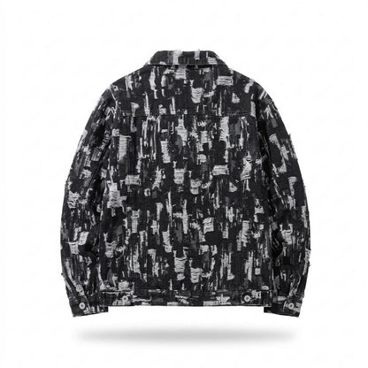 Allsaints Leather - Camar | Jacquard Distressed Denim Jacket Men
