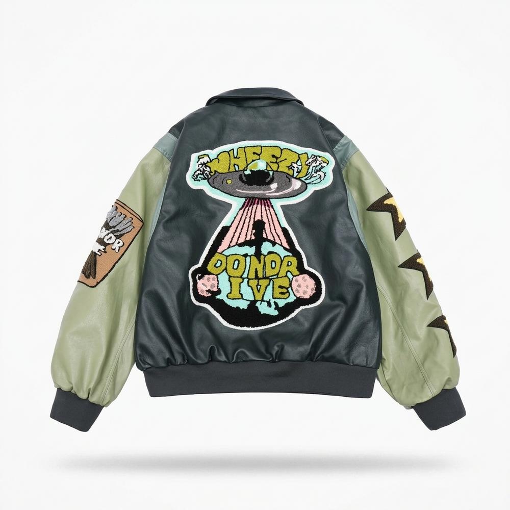 Allsaints Leather - Zamel | Patched Two-Tone Leather Jacket Unisex