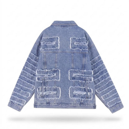 Allsaints Leather - Nilal | Distressed Patchwork Denim Jacket Unisex