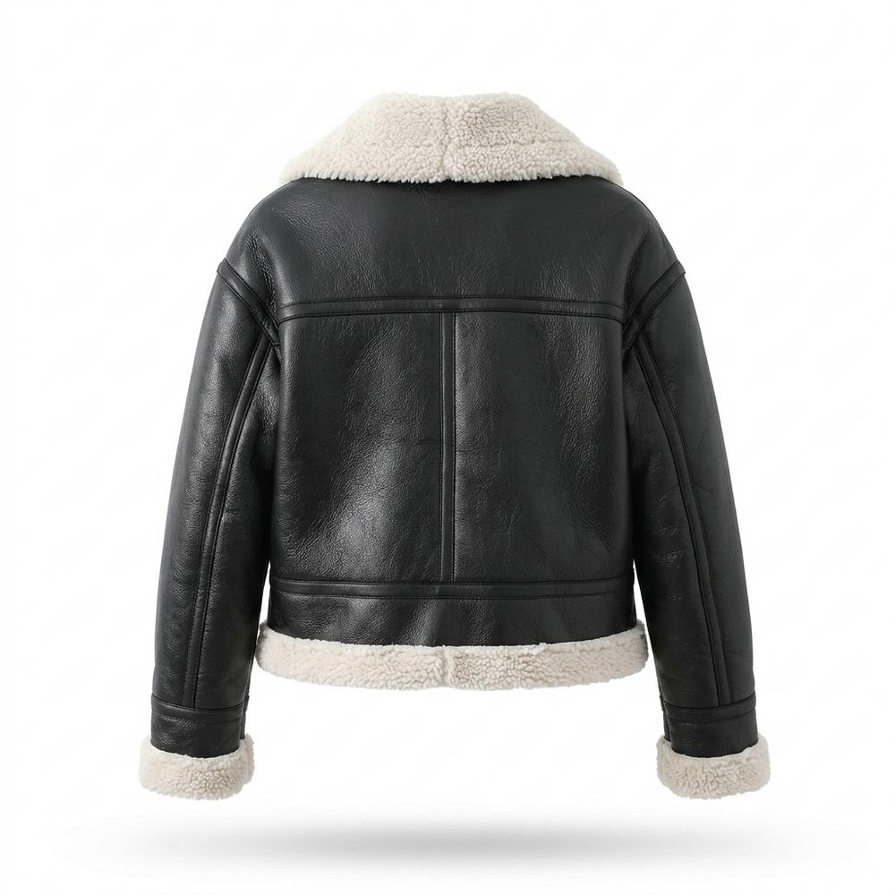 Allsaints Leather - Vakar | Sherpa-Lined Cropped Leather Jacket Women