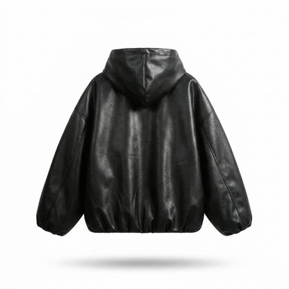 Allsaints Leather - Cozan | Oversized Hooded Leather Jacket Unisex
