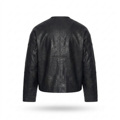 Allsaints Leather - Rivos | Collarless Zippered Leather Jacket Men