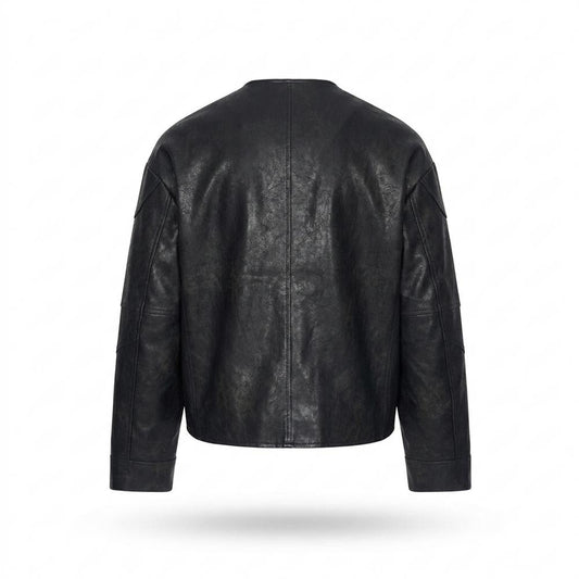 Allsaints Leather - Rivos | Collarless Zippered Leather Jacket Men