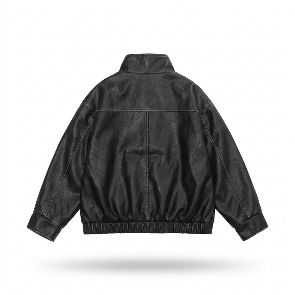Allsaints Leather - Tuwik | Stand-Collar Relaxed-Fit Leather Jacket Unisex