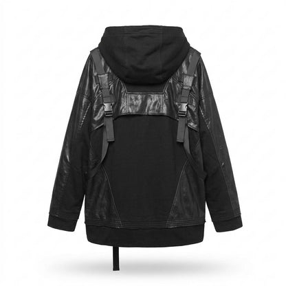 Allsaints Leather - Raven | Mixed-Media Coated Jacket Unisex