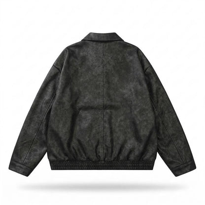 Allsaints Leather - Lovan | Washed Relaxed Fit Leather Jacket Unisex