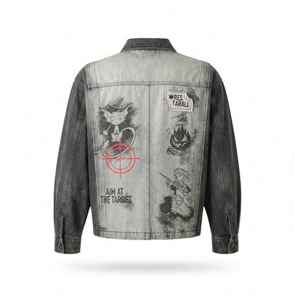 Allsaints Leather - Aarom | Two-Tone Printed Denim Jacket Unisex