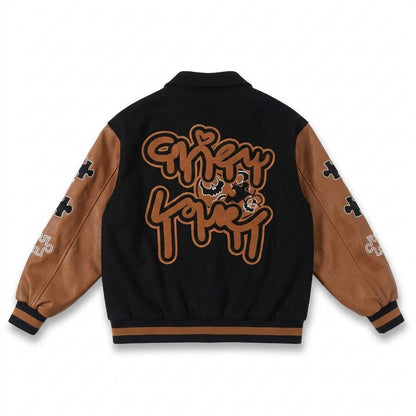 Allsaints Leather - Minal | Embroidered Color-Block Jacket Unisex
