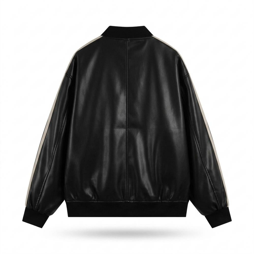 Allsaints Leather - Miran | Striped Zip-Up Jacket Unisex