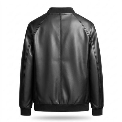Allsaints Leather - Velan | Zipped Ribbed-Collar Leather Jacket Men