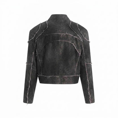 Allsaints Leather - Selom | Deconstructed Cropped Leather Jacket Unisex