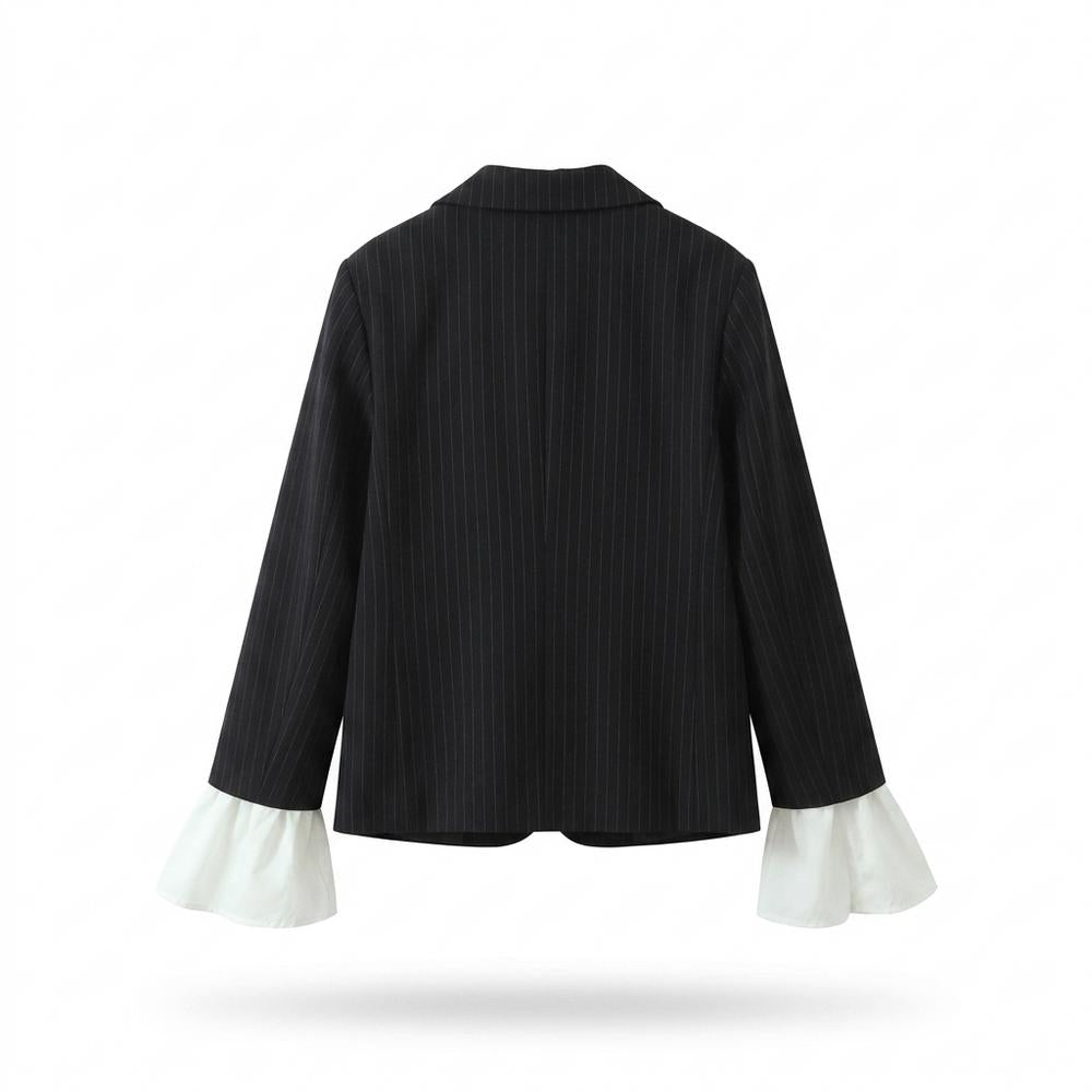 Allsaints Leather - Comel | Pinstriped Ruffle-Cuff Blazer Women