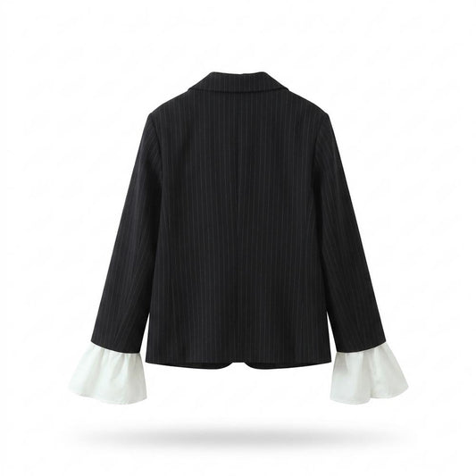 Allsaints Leather - Comel | Pinstriped Ruffle-Cuff Blazer Women