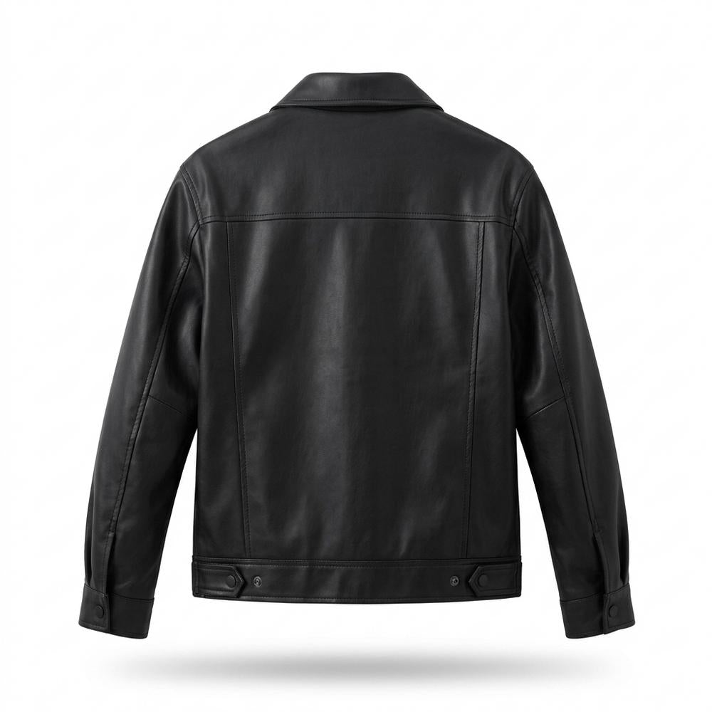 Allsaints Leather - Lekar | Snap-Button Collared Leather Jacket Men