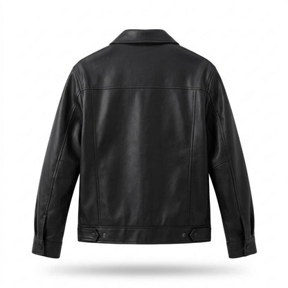 Allsaints Leather - Lekar | Snap-Button Collared Leather Jacket Men