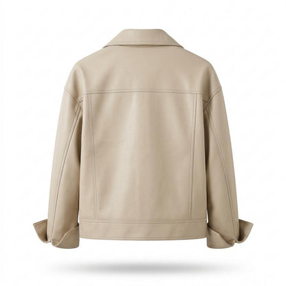 Allsaints Leather - Lirov | Contrast-Stitched Button-Up Jacket Unisex