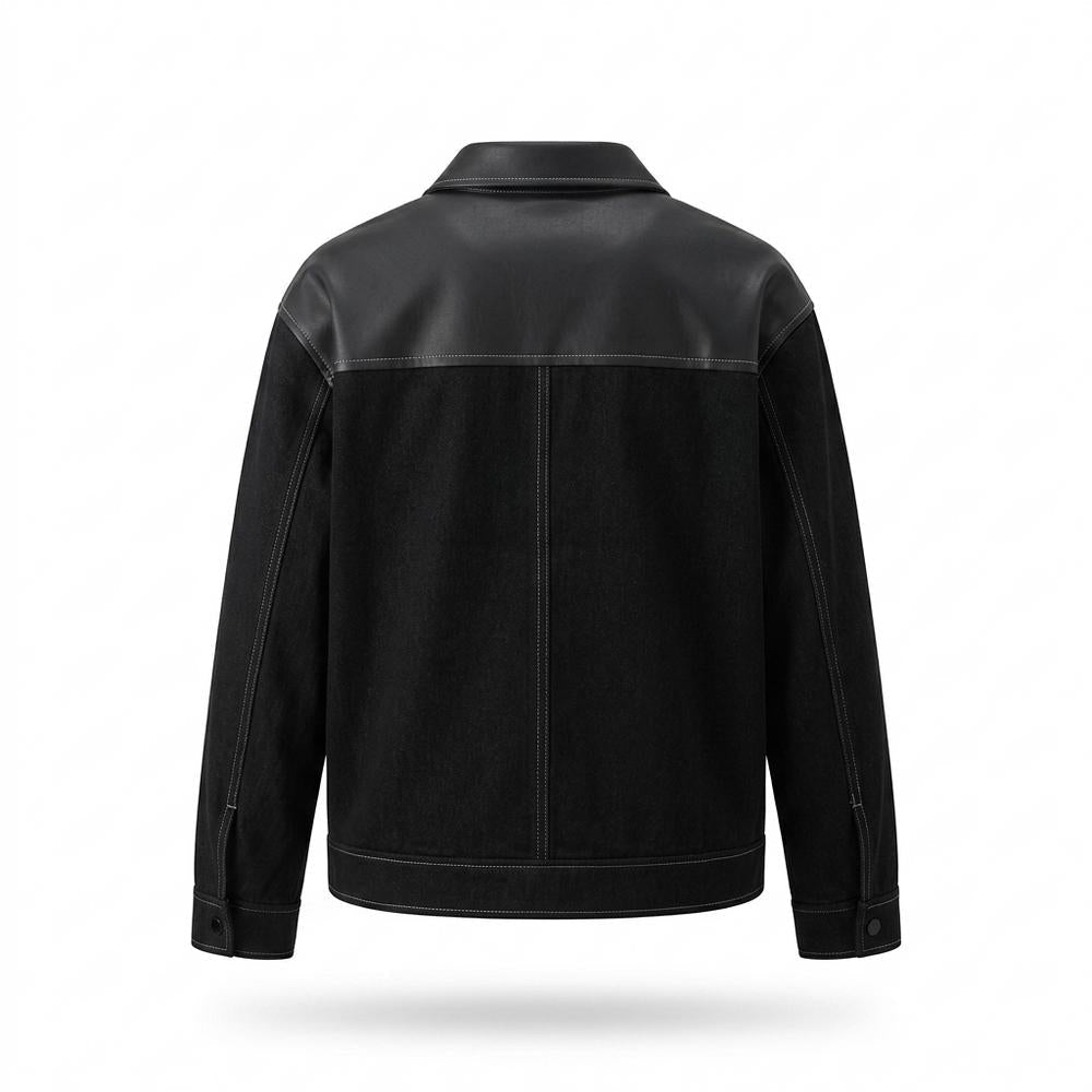 Allsaints Leather - Munim | Leather-Paneled Contrast-Stitched Jacket Men