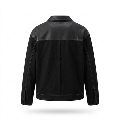 Allsaints Leather - Munim | Leather-Paneled Contrast-Stitched Jacket Men