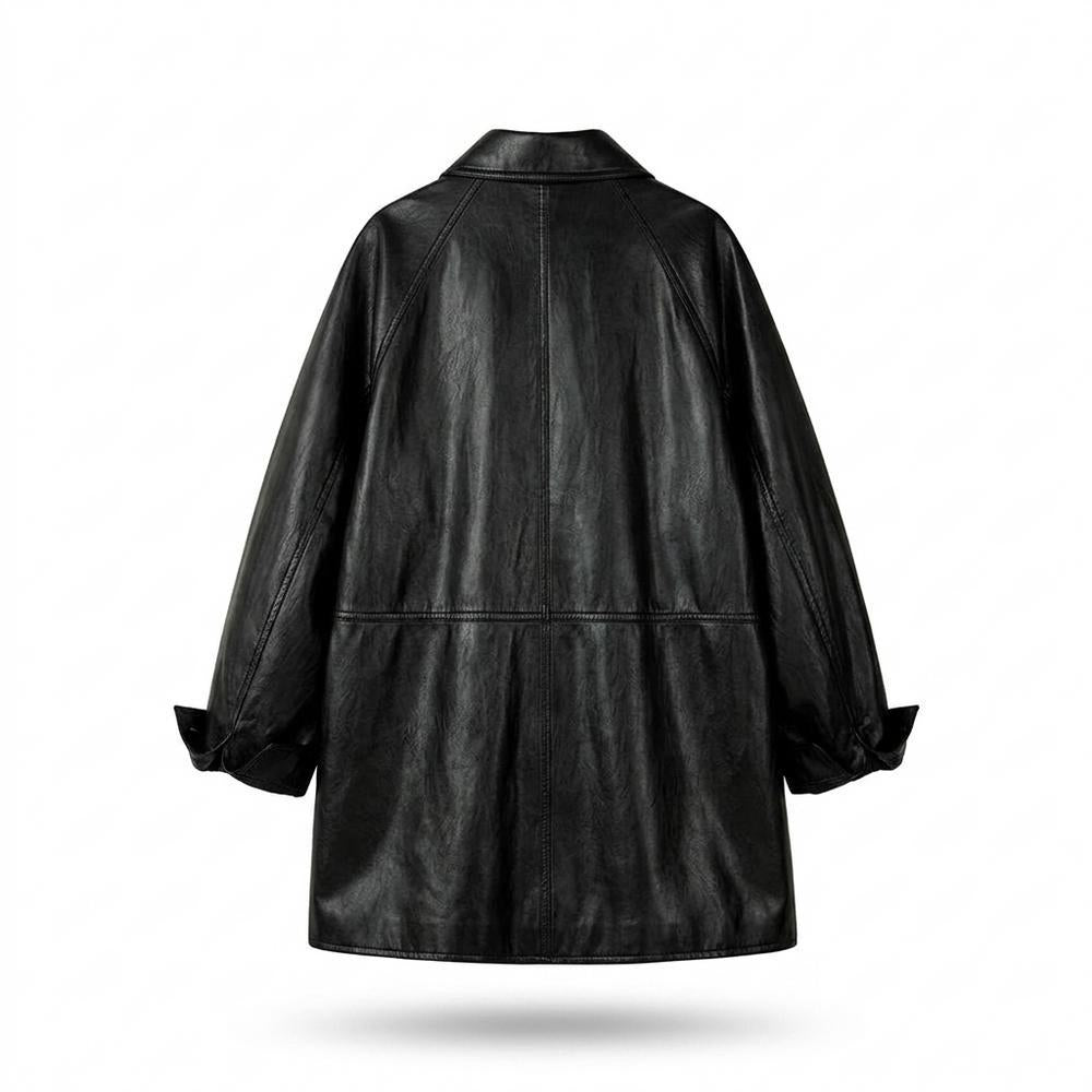 Allsaints Leather - Zaren | Button-Front Oversized Coat Unisex