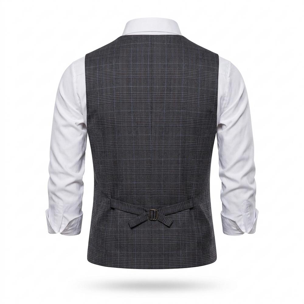 Allsaints Leather - Leral | Double-Breasted Plaid Vest Men