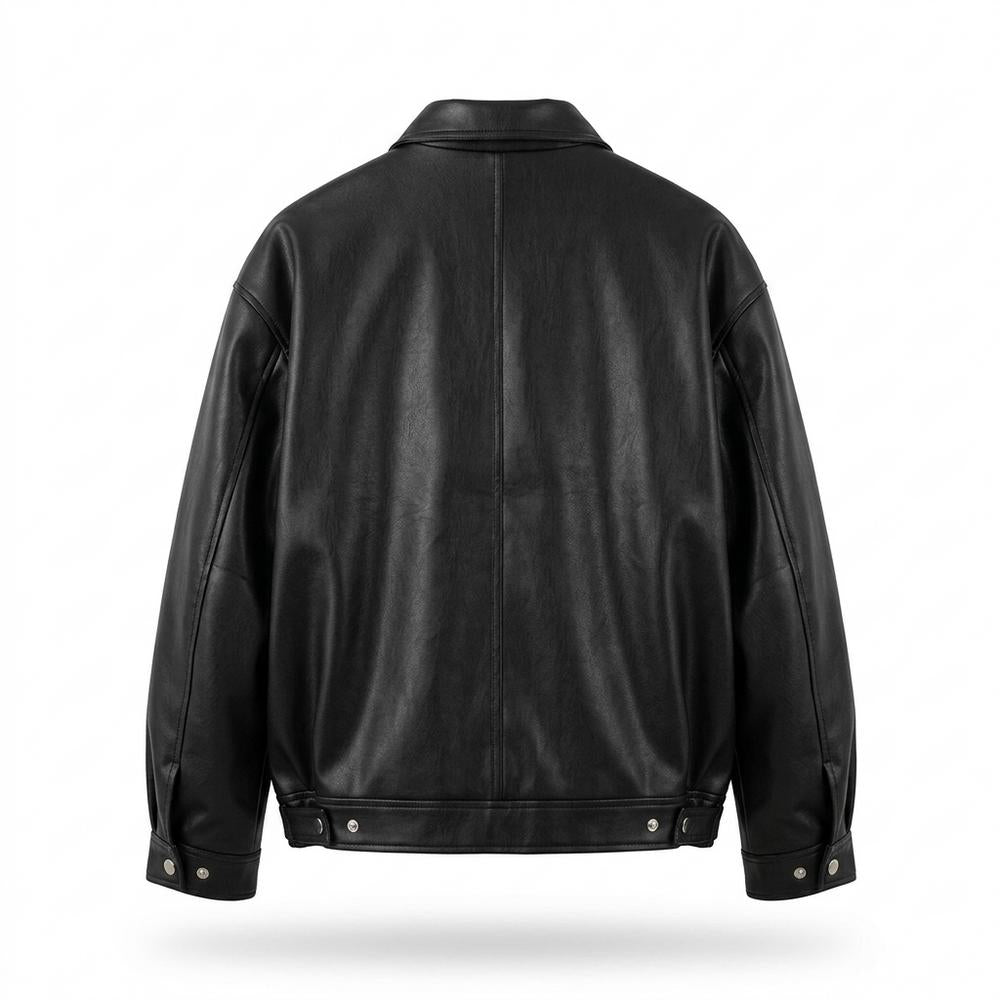 Allsaints Leather - Rokus | Boxy Snap-Button Leather Jacket Unisex
