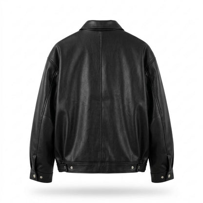 Allsaints Leather - Rokus | Boxy Snap-Button Leather Jacket Unisex