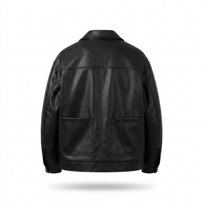 Allsaints Leather - Nelom | Button-Front Collared Leather Jacket Men