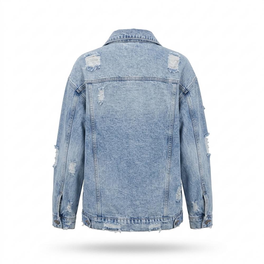 Allsaints Leather - Davar | Distressed Oversized Denim Jacket Women