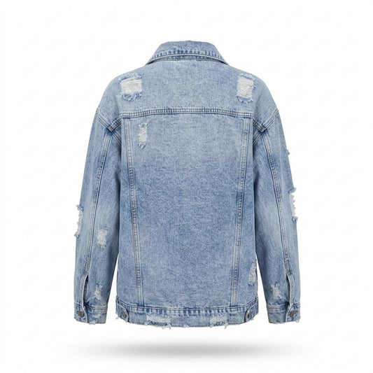 Allsaints Leather - Davar | Distressed Oversized Denim Jacket Women
