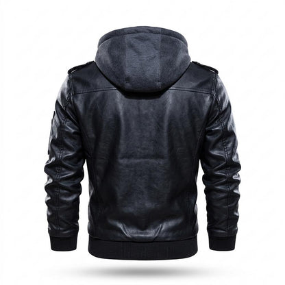 Allsaints Leather - Sanal | Hooded Layered Leather Jacket Men