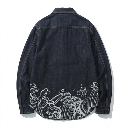 Allsaints Leather - Keven | Embroidered Denim Shirt Men