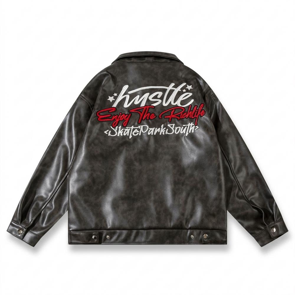 Allsaints Leather - Ellev | Zip-Up Textured Leather Jacket Unisex