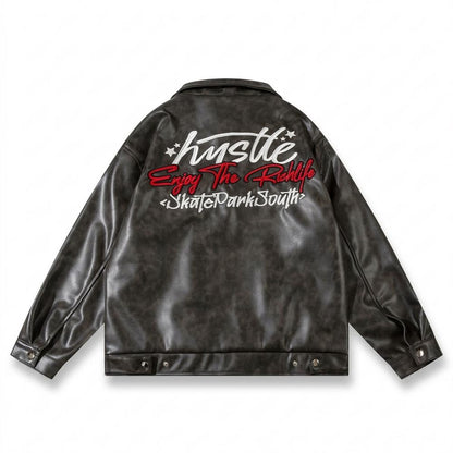 Allsaints Leather - Ellev | Zip-Up Textured Leather Jacket Unisex