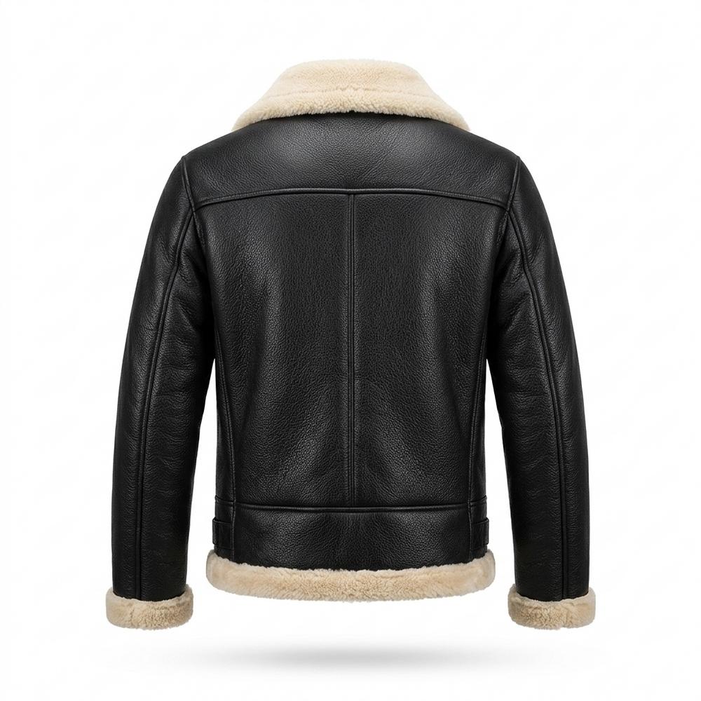 Allsaints Leather - Citir | Shearling-Lined Wide-Collar Leather Jacket Men