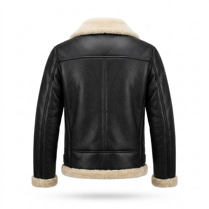 Allsaints Leather - Citir | Shearling-Lined Wide-Collar Leather Jacket Men