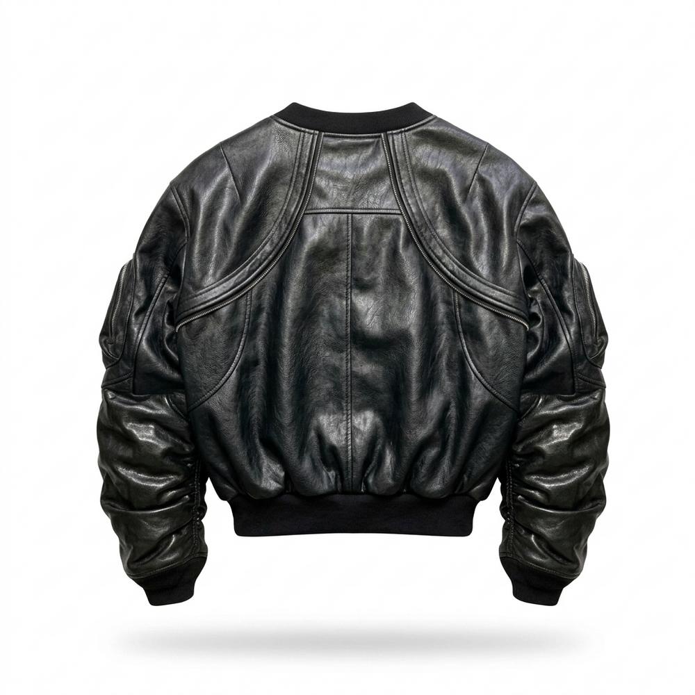 Allsaints Leather - Vural | Ruched Structured Leather Jacket Unisex
