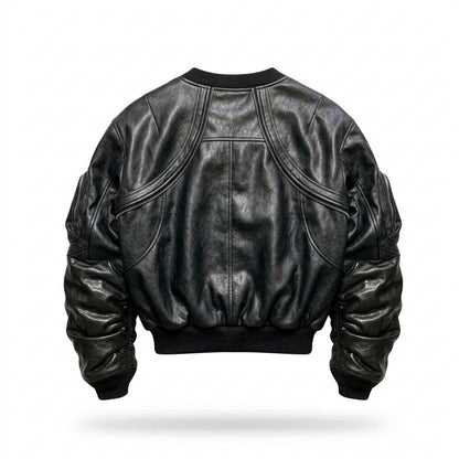 Allsaints Leather - Vural | Ruched Structured Leather Jacket Unisex