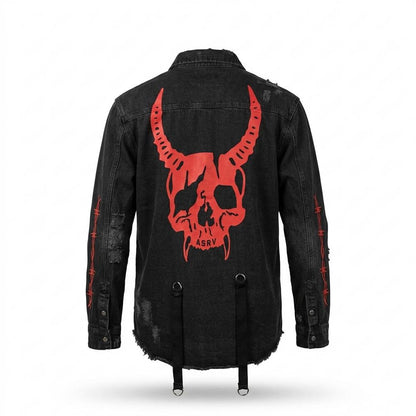 Allsaints Leather - Seren | Embroidered Distressed Denim Jacket Unisex