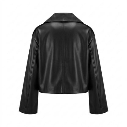 Allsaints Leather - Tiran | Cropped Double-Breasted Leather Jacket Women
