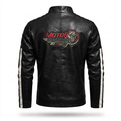 Allsaints Leather - Vasen | Striped Zippered Leather Jacket Men