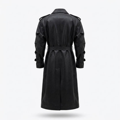 Allsaints Leather - Senav | Double-Breasted Belted Coat Unisex