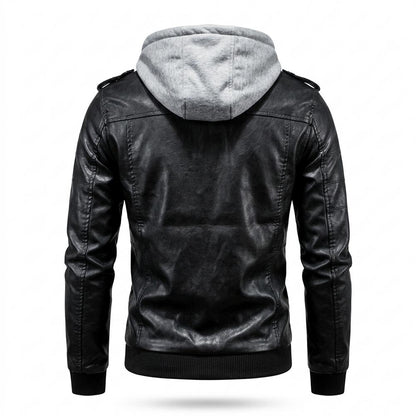 Allsaints Leather - Zidov | Hooded Zipped Leather Jacket Men