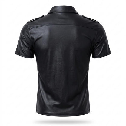 Allsaints Leather - Risol | Faux Leather Short-Sleeved Shirt Men