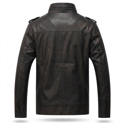 Allsaints Leather - Zekar | Fleece-Lined Stand-Collar Leather Jacket Men