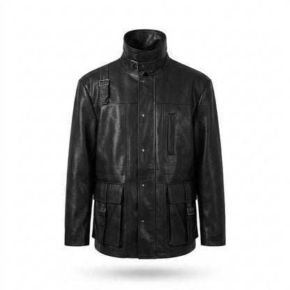 Allsaints Leather - Vevel | Buckled High-Collar Leather Jacket Men