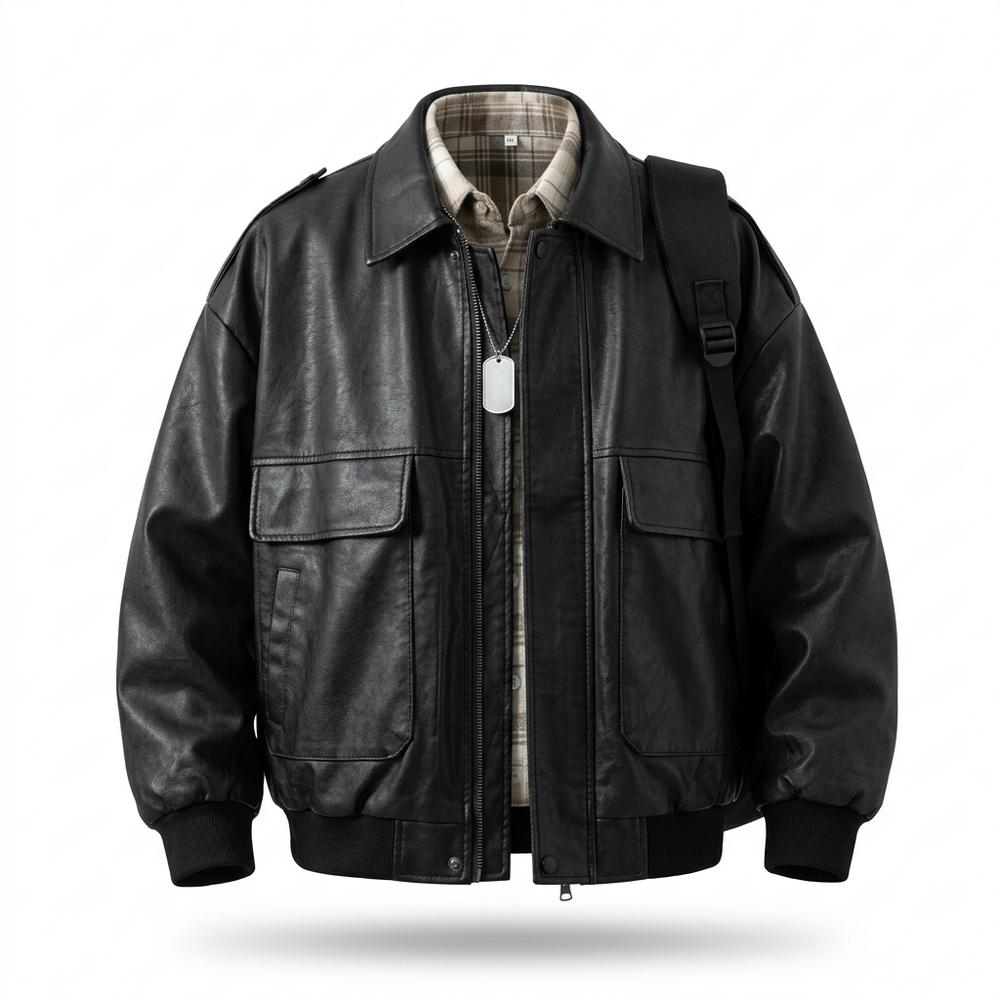 Allsaints Leather - Nepos | Loose-Fit Zip-Up Leather Jacket Men