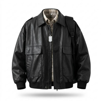 Allsaints Leather - Nepos | Loose-Fit Zip-Up Leather Jacket Men