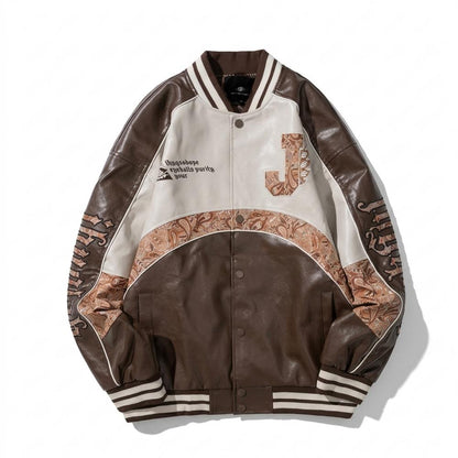 Allsaints Leather - Yufak | Embroidered Paneled Jacket Unisex