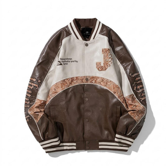 Allsaints Leather - Yufak | Embroidered Paneled Jacket Unisex